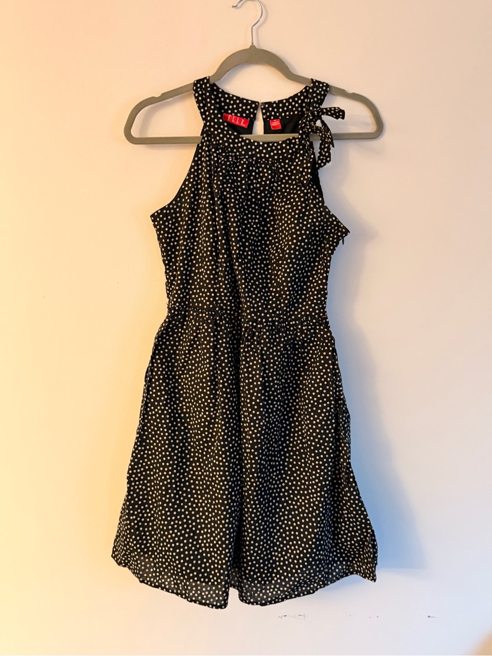 ELLE Black Polka Dot Halter Summer Dress